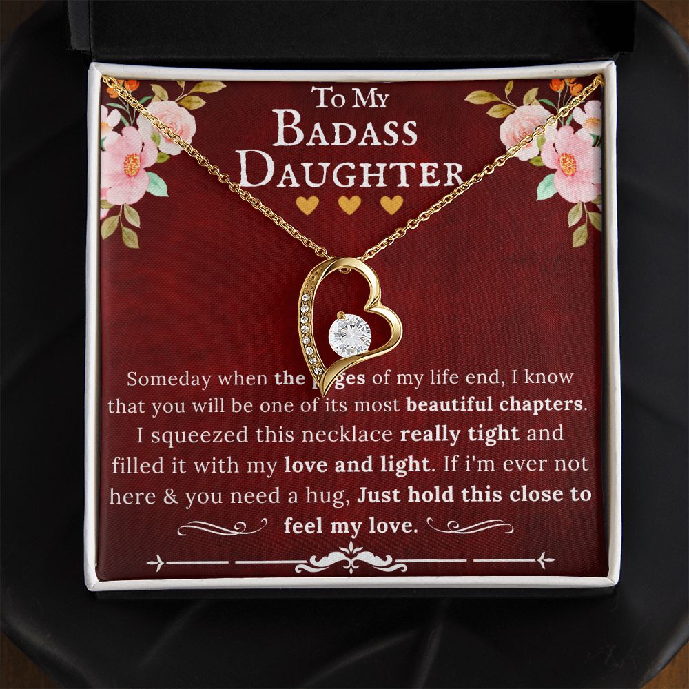 To My Badass Daughter - Forever Love Heart Pendant Necklace RBF - ZILORRA