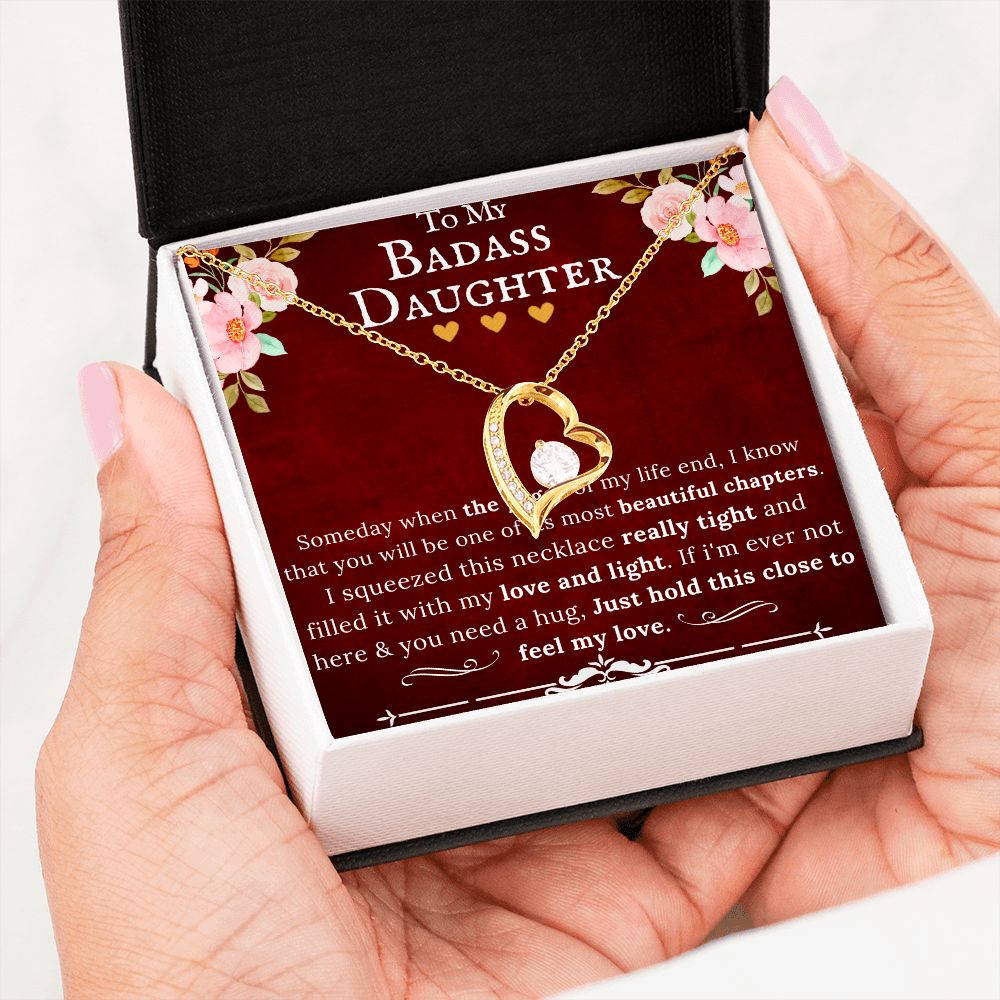 To My Badass Daughter - Forever Love Heart Pendant Necklace RBF - ZILORRA