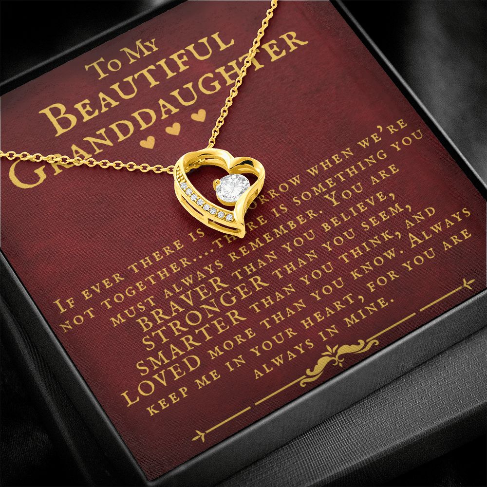 To My Beautiful Granddaughter - You Are Braver Stronger Smarter Loved - Forever Love Necklace - ZILORRA