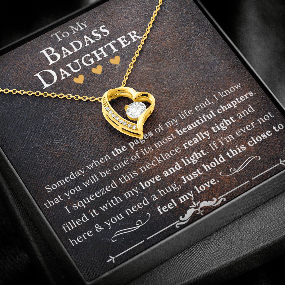 To My Badass Daughter - Forever Love Heart Pendant Necklace BRB - ZILORRA